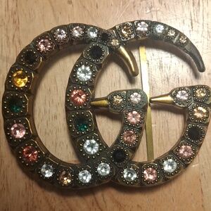 Crystal-Embellished Double G Belt Buckle